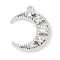 Rack Plating Alloy Rhinestone Pendants, Cadmium Free & Nickel Free & Lead Free, Moon, Platinum, 21x17x3mm, Hole: 1.6mm