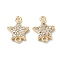 Brass Micro Pave Clear Cubic Zirconia Connector Charms, Cadmium Free & Nickel Free & Lead Free, Star Links, Real 18K Gold Plated, 9.5x7x1.5mm, Hole: 0.8mm