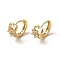 KC Gold Plated Brass Micro Pave Cubic Zirconia Hoop Earring, Flower, 12x7.5mm