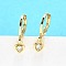 Brass Micro Pave Clear Cubic Zirconia Hoop Earrings, Long-Lasting Plated, Lead Free & Cadmium Free, Heart, Real 18K Gold Plated, 20x5mm