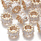 Brass Micro Pave Cubic Zirconia European Beads, Large Hole Beads, Nickel Free, Rondelle, Clear, Real 18K Gold Plated, 10x6mm, Hole: 5.5mm