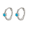 Vintage Elegant 925 Silver Cubic Zirconia Hoop Earrings, Platinum, Turquoise, 10x3.3mm