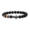 Cross Natural Obsidian & Dyed Tiger Eye Stretch Bracelet, Yellow