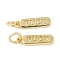Brass Pendants, Oval with Word Fuck Charms, with Jump Ring, Long-Lasting Plated, Lead Free & Cadmium Free, Real 18K Gold Plated, 14x4x1.5mm, Hole: 3.5mm