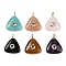 Natural Mixed Gemstone Pendants, Triangle Charms with Brass Micro Pave Random Color Cubic Zirconia Findings, Golden, 26x21x6.5mm, Hole: 3x2mm