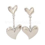 Серьги-гвоздики из латуни в форме сердца EJEW-M258-68P