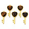 Natural Tiger Eye Gemstone Pendants, with Light Gold Plated Brass Findings, Key with Heart Charm, 38x17x6.5~7mm, Hole: 1.8mm