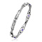 Stainless Steel Panther Chain Watch Band Bracelets, with Rhinestone and Watch Band Clasps, Stainless Steel Color, Tanzanite, 7-1/2 inch(19cm)