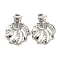 Brass Dangle Stud Earrings, Shell Shape, Platinum, 31.5x25.5mm