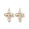 Brass Micro Pave Cubic Zirconia Pendants, Cadmium Free & Lead Free, Long-Lasting Plated, Cross, Clear, Real 18K Gold Plated, 14x9.5x3mm, Hole: 1.2mm