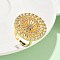 Brass Micro Pave Cubic Zirconia Adjustable Open Cuff Rings, Cadmium Free & Nickel Free & Lead Free, Flat Round, Real 18K Gold Plated, Flat Round: 31x27mm, Inner Diameter: Adjustable