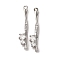Brass Micro Pave Cubic Zirconia Pendants, Cadmium Free & Nickel Free & Lead Free, Platinum, 28.5x5x3.5mm, Hole: 1.2mm