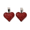 201 Stainless Steel Clay Pendants, with Rhinestones, Heart, Stainless Steel Color, Light Siam, 18.5x20x3mm, Hole: 8.5x4mm