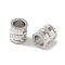 Rack Plating Brass European Beads, Long-Lasting, Lead Free & Cadmium Free, Large Hole Beads, Column, Platinum, 6.5x6mm, Hole: 4mm
