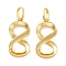 Brass Pendants, Infinity, Cadmium Free & Lead Free, Rack Plating, Long-Lasting Plated, with Jump Ring, Real 18K Gold Plated, 37x19x6mm, Hole: 10x7mm