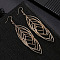 Fashionable Brass Hollow Horse Eye Tassel Dangle Earrings, Golden