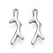304 Stainless Steel Branch Pendants, Non-Tarnish, Stainless Steel Color, 20.5x8x3mm, Hole: 1.4~1.5mm