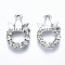 UV Plated Alloy Pendants, with Crystal Rhinestone, Crown, Cadmium Free & Lead Free, Platinum, 19x12.5x4mm, Hole: 1.5mm