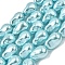 Electroplate Opaque Glass Imitation Pearl Beads Strands, Nuggets, Cyan, 21.5~25x15~16x13.5~15mm, Hole: 1.2mm, about 15~17pcs/strand, 36~39cm