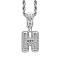 Brass Micro Pave Cubic Zirconia Pendants, Letter Charms, Letter H, 33x15mm