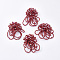 Glass Cabochons, Cluster Beads, with Seed Beads and Golden Plated Iron Sieve Findings, FireBrick, 48~55mm