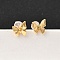 Brass Micro Pave Clear Cubic Zirconia Butterfly Stud Earrings, with 316 Surgical Stainless Steel Pins, Nickel Free, Real 18K Gold Plated, 8x7.5mm