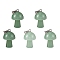 5Pcs Natural Green Aventurine Pendants, with Stainless Steel Loops, Platinum, Mushroom Shaped, 24x16mm, Hole: 5mm