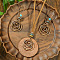 Bohemian Style Alloy & Wood & Synthetic Turquoise Pendant Necklaces & Hoop Earrings Sets, Flower, Golden, 400mm