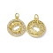 Real 18K Gold Plated Brass Micro Pave Clear Cubic Zirconia Pendants, Cadmium Free & Nickel Free & Lead Free, with Jump Ring, Ring with Constellation Charms, Pisces, 18.5x16x3mm, Hole: 3.4mm