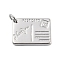 Brass Pendants, Rectangle with Postcard, Lead Free & Cadmium Free, Long-Lasting Plated, with Jump Ring, Platinum, 13x18x2mm