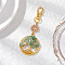 Natural Green Aventurine Chips Beads & Alloy Tree of Life Pendant Decorations, with Swivel Lobster Claw Clasps, 90mm