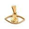 PVD Vacuum Plating 304 Stainless Steel Pendants, with 201 Stainless Steel Snap On Bails, Eye, Golden, 12.5x20x2mm, Hole: 6.5x3.5mm