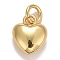 Rack Plating Real 18K Gold Plated Brass Pendants, with Jump Rings, Long-Lasting Plated, Lead Free & Cadmium Free, Heart, Real 18K Gold Plated, 9.5x7.5x3.5mm, Jump Ring: 4.6x0.8mm, 3mm Inner Diameter