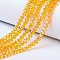Electroplate Glass Beads Strands, AB Color Plated, Faceted, Rondelle, Orange, 4x3mm, Hole: 0.4mm, about 110~115pcs/strand, 39~40cm