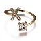 Alloy Cuff Rings, Open Rings, with Crystal Rhinestone, Golden, Letter.X, US Size 7 1/4(17.5mm)