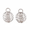 Non-Tarnish 304 Stainless Steel Wire Pendants, Spiral Bead Cage Pendants, Round, Stainless Steel Color, 15~16x14mm, Hole: 4~5mm