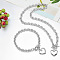 Heart Stainless Steel Pendant Necklaces & Charm Bracelets Sets, Stainless Steel Color, 475mm