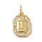 Real 18K Gold Plated Brass Micro Pave Clear Cubic Zirconia Pendants, with Jump Ring, Long-Lasting Plated, Lead Free & Cadmium Free, Letter Charms, Letter D, 12x8.5x2mm, Hole: 3mm