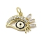 Brass Micro Pave Cubic Zirconia Pendants, Cadmium Free & Nickel Free & Lead Free, with Glass and Enamel, with Jump Ring, Real 18K Gold Plated, Eye, Clear, 12.5x16.5x2.5mm, Hole: 3mm