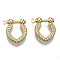 Brass Micro Pave Clear Cubic Zirconia D-Ring Anchor Shackle Clasps, for Bracelets Making, Nickel Free, Real 16K Gold Plated, 18x16x3mm, Hole: 1mm