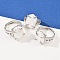 Sqaure Natural Pearl Finger Rings, Brass Adjustable Rings for Women, Long-Lasting Plated, Platinum, Inner Diameter: 18~19mm