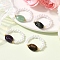 ABS Plastic Imitation Pearl Stretch Rings for Women, Oval, with Natural Gemstone, 9.5~10.5mm, Inner Diameter: 20.5mm~US Size 12 1/4(21.5mm)