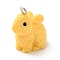 Opaque Resin Pendants, 3D, Rabbit Charm, with Platinum Tone Iron Loops, Gold, 21x12.5x22mm, Hole: 2mm
