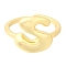 Rack Plating Brass Open Cuff Rings, Long-Lasting Plated, Letter, Letter S, 14mm