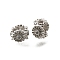 Flower Brass Micro Pave Clear Cubic Zirconia European Beads, Lead Free & Cadmium Free, Rack Plating, Lasting Plated, Platinum, 7x7x5mm, Hole: 4mm