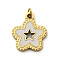 304 Stainless Steel Enamel Charms, with Jump Ring, Flower Charms, Ion Plating(IP), Real 18K Gold Plated, White, 15x12.5x1.5mm, Hole: 2.5mm