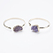 Brass Cuff Bangles, with Natural Druzy Amethyst, Golden, 2-3/8 inchx2-5/8 inch(59x68mm)