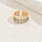 Bohemian Style Brass Micro Pave Cubic Zirconia Adjustable Cuff Rings for Women, Real 18K Gold Plated, 8mm, Inner Diameter: Adjustable