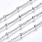Tarnish Resistant 304 Stainless Steel Twisted Chains Curb Chain, with Spool, Satellite Chains, Decorative Chains, with Rondelle Beads, Soldered, Stainless Steel Color, 1.8mm, about 32.8 Feet(10m)/roll