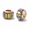 Glass European Beads, Large Hole Beads, with Brass Core, Faceted, Rondelle,  Light Gold, Colorful, 9~10.5x7mm, Hole: 5mm